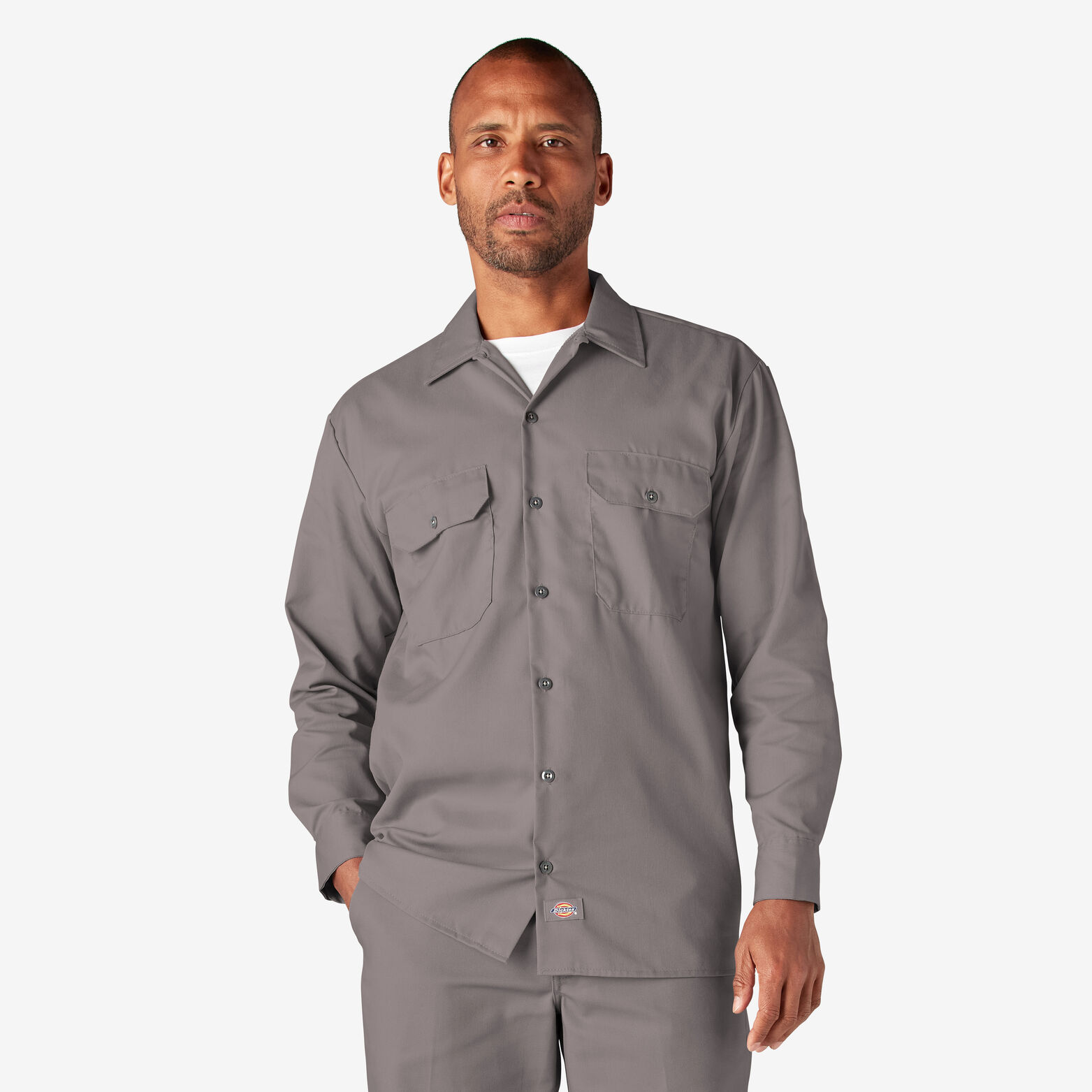 L Details about   Dickies Men's Long Sleeve Work Shirt